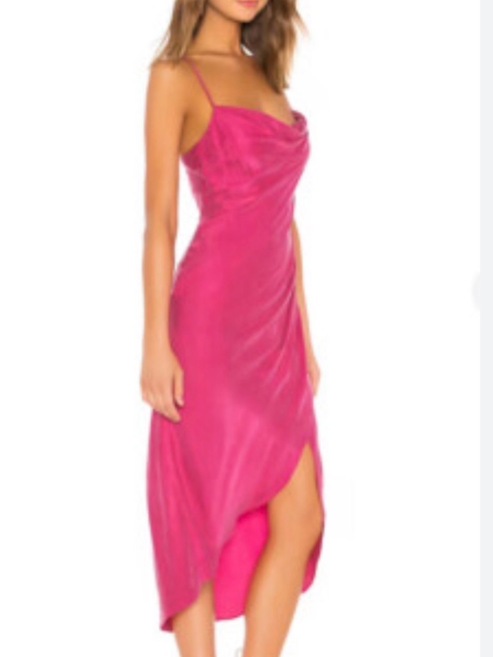 Altar'd State Hot Pink Cowl Neck High-Low Slip Dress